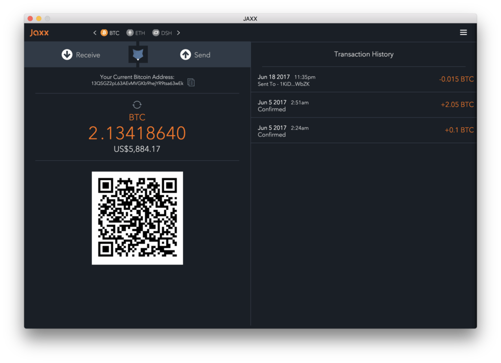 jaxx bitcoin wallet)